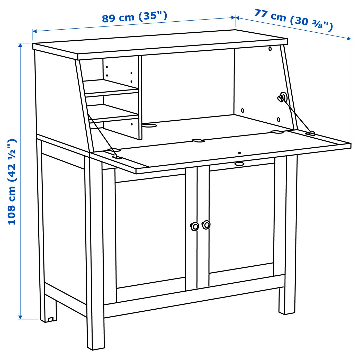 Hemnes Bureau White Stain 89x108 Cm Ikea