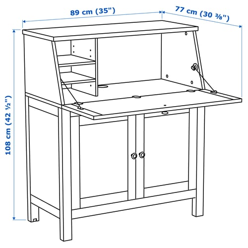 Hemnes Bureau White Stain 89x108 Cm Ikea