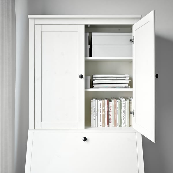 HEMNES Bureau with addonunit+bookcase, white stain, 179x198 cm IKEA