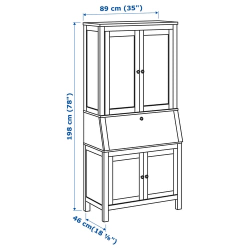 Hemnes Bureau With Add On Unit White Stain 89x198 Cm Ikea