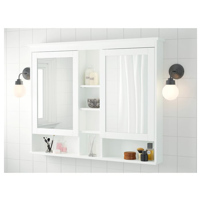 HEMNES Mirror with 2 doors, white, 120x98 cm IKEA