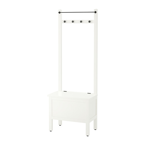 HEMNES Storage bench w towel rail/4 hooks white IKEA