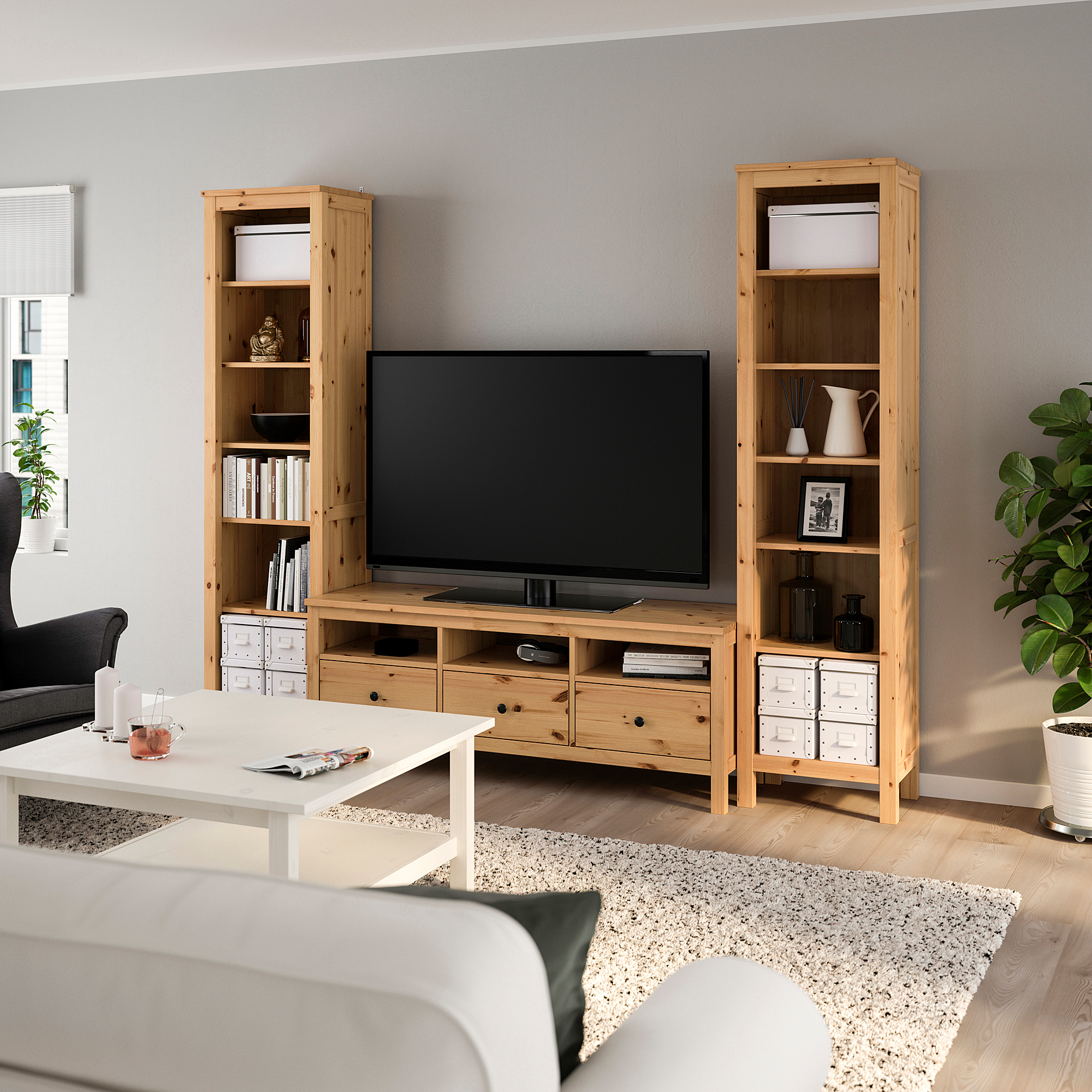 HEMNES TV storage combination, light brown, 245x198 cm IKEA