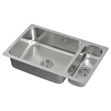 HILLESJÖN Inset sink 1 1/2 bowl, stainless steel, 75x46 cm