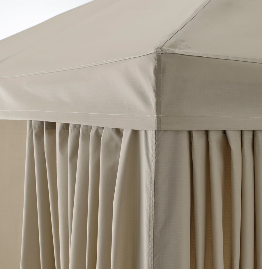 HIMMELSÖ gazebo with curtains, dark grey/grey-beige - IKEA