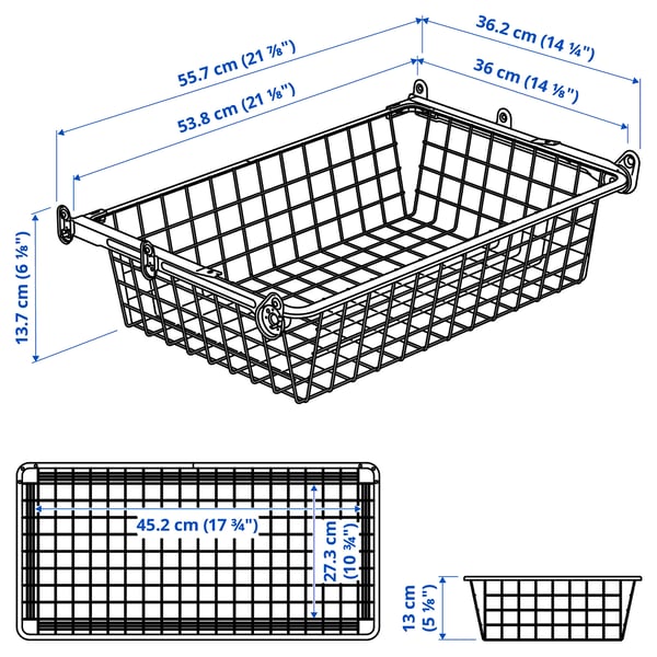 HJÄLPA Wire basket with pullout rail, white, 60x40 cm IKEA