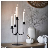 HÖSTAGILLE Candelabra, black, 37 cm