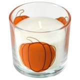 HÖSTAGILLE Scented candle in glass, Spiced pumpkin clear glass/orange, 20 hr