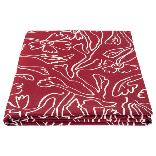 HÖSTAGILLE Tablecloth, red white/floral pattern, 145x240 cm