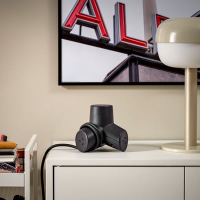 HORNFELS Extension cord, dark grey, 1.8 m