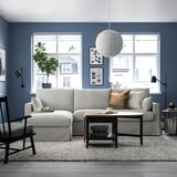HYLTARP 3-seat sofa w chaise longue, left, Tallmyra white/black