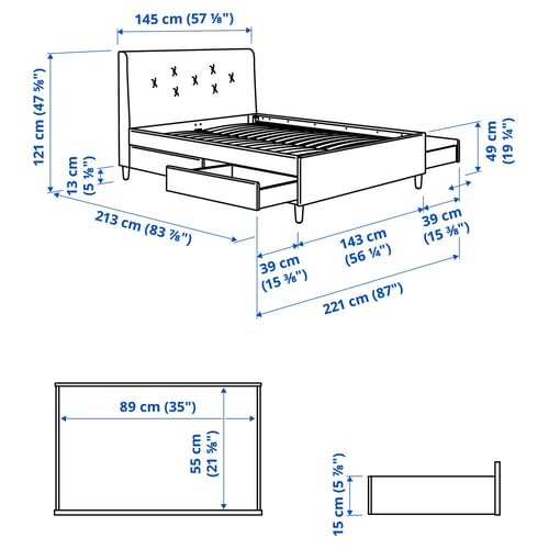Illustration with measurements for the product: IDANÄS.