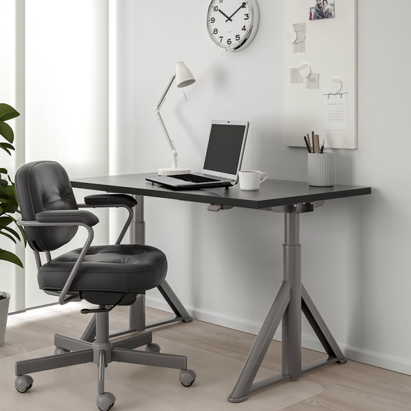 IDÅSEN Desk sit/stand, black, dark grey, 120x70 cm IKEA