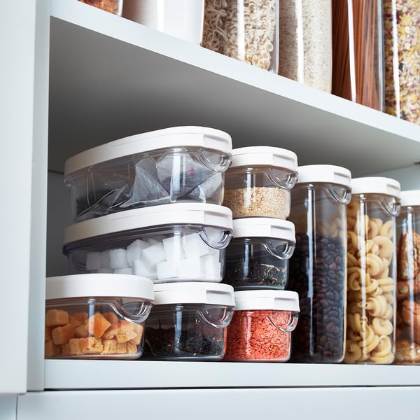 IKEA 365+ Dry food jar with lid, transparent, white - Add ...