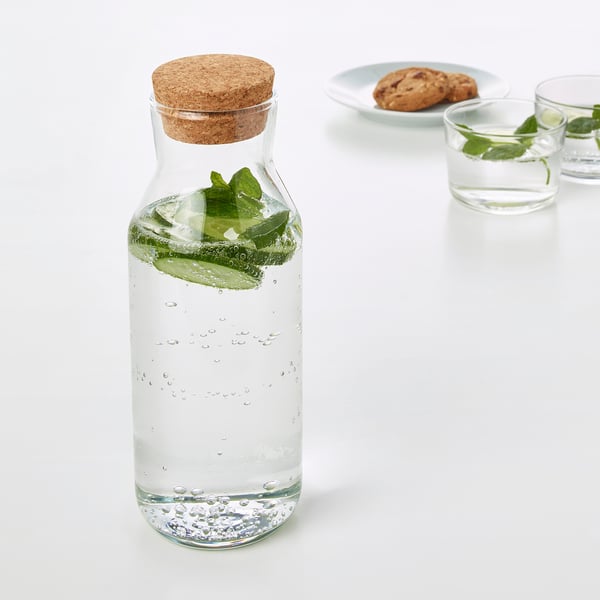 IKEA 365+ Carafe with stopper, clear glass/cork, 0.5 l