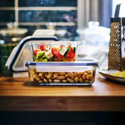 IKEA 365+ Food container with lid, rectangular glass/plastic, 1.0 l