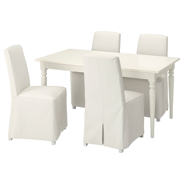 INGATORP / BERGMUND Table and 4 chairs, white/Inseros white, 155/215 cm