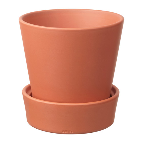 INGEFÄRA Plant pot with saucer in/outdoor/terracotta, 15 cm IKEA