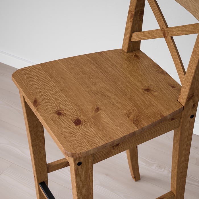 INGOLF Bar stool with backrest, antique stain IKEA