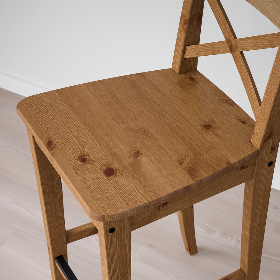 INGOLF Bar stool with backrest, antique stain IKEA