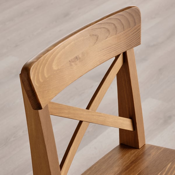 INGOLF Bar stool with backrest, antique stain, 74 cm IKEA