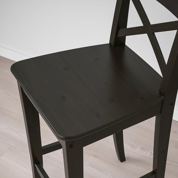 INGOLF Bar stool with backrest, brown-black, 63 cm