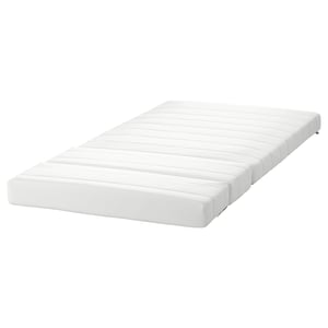 White INNERLIG mattress, recycled materials, rectangular, three-part design.