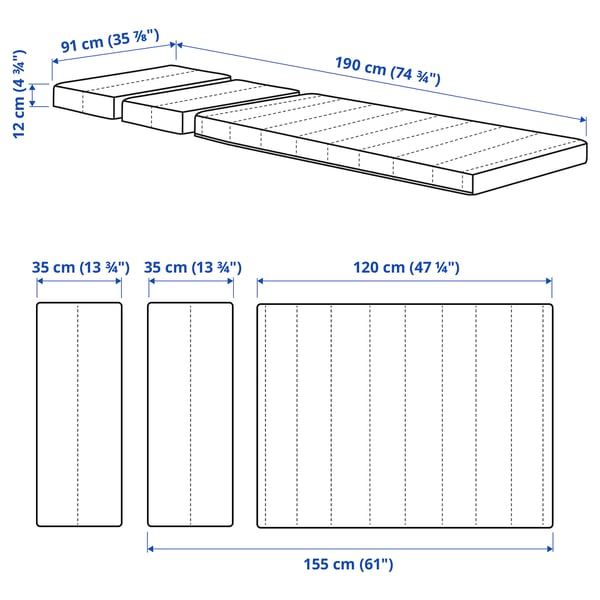 INNERLIG Sprung mattress for extendable bed, 91x190 cm