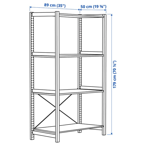 IVAR 1 section/shelves, pine, 89x50x179 cm