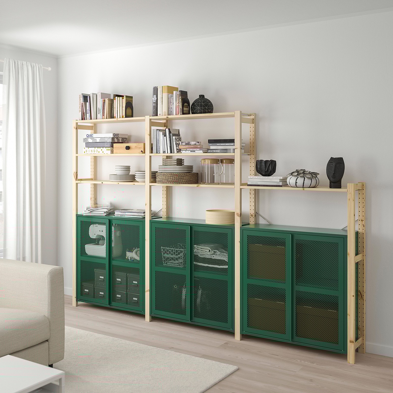 IVAR 3 pine/green mesh IKEA