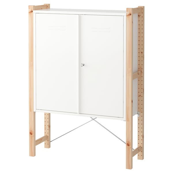 IVAR Cabinet with doors, pine, white - IKEA