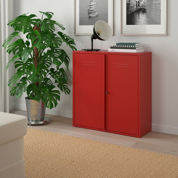 IVAR Cabinet with doors - red - IKEA