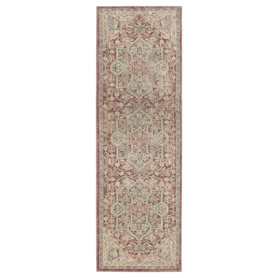 Ornament Pattern Rug JÄRNVÄG rug, low pile, ornament pattern pink/beige, 80x250 cm - IKEA