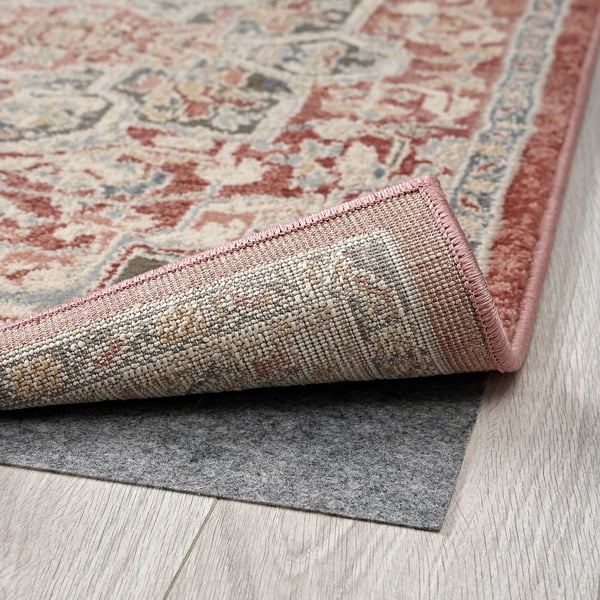 JÄRNVÄG Rug, low pile, ornament pattern pink/beige, 80x250 cm