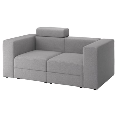 JÄTTEBO 2-seat modular sofa, with headrest/Tonerud grey