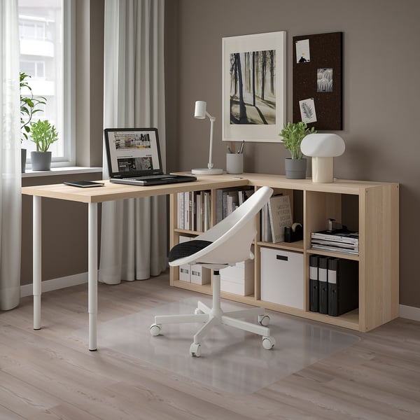 KALLAX / LAGKAPTEN Desk combination, white stained oak effect, 77x159x147 cm