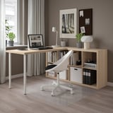 KALLAX / LAGKAPTEN Desk combination, white stained oak effect, 77x159x147 cm
