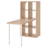 KALLAX / LINNMON Desk combination, white stained oak effect, 77x139x147 cm