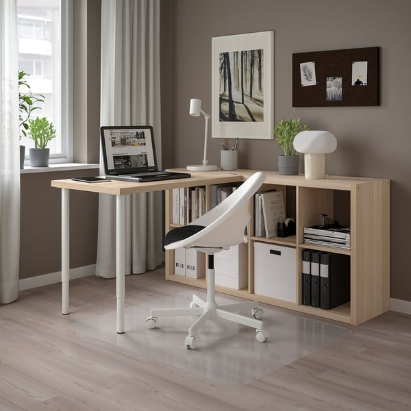 KALLAX / LINNMON Desk combination, white stained oak effect, 77x139x147 cm