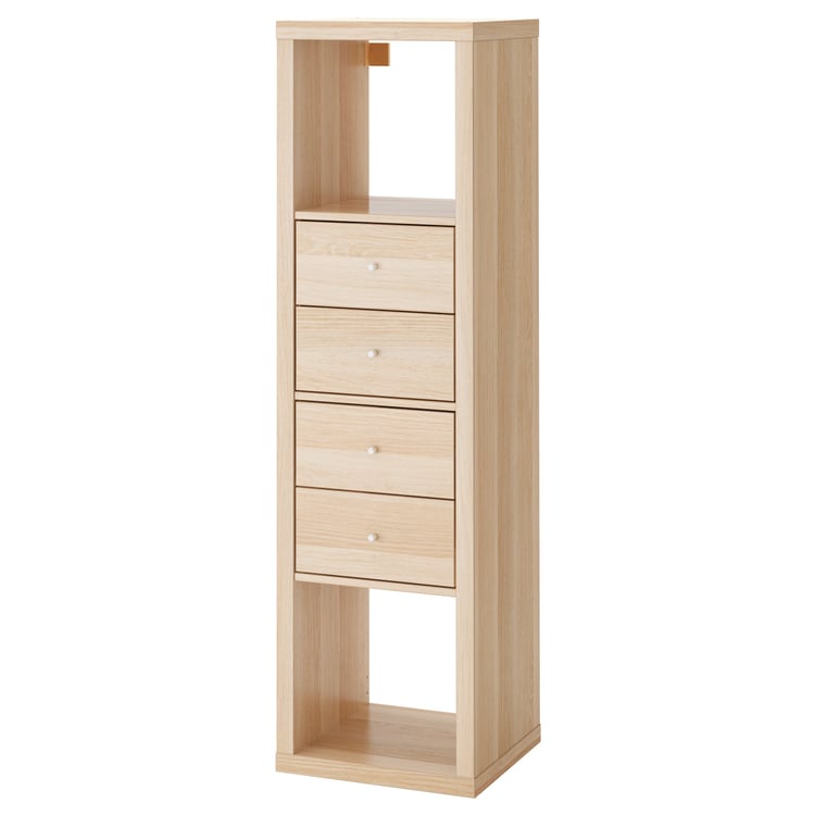 KALLAX shelving unit with 2 inserts, white stained oak effect, 42x147