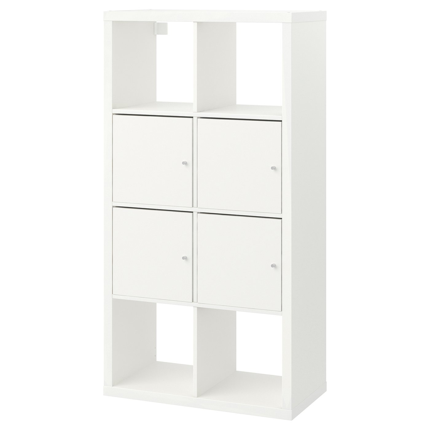 KALLAX shelving unit, with 4 doors/white, 77x147 cm IKEA