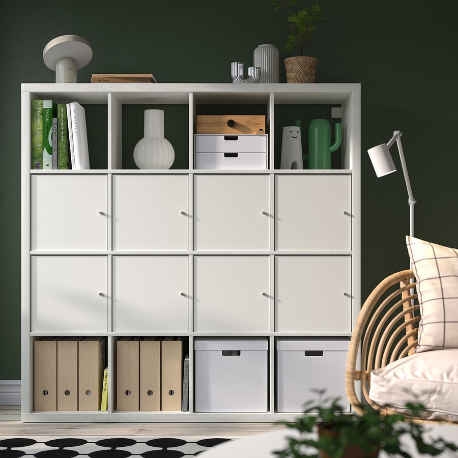 KALLAX shelving unit, with 8 doors/white, 147x147 cm - IKEA