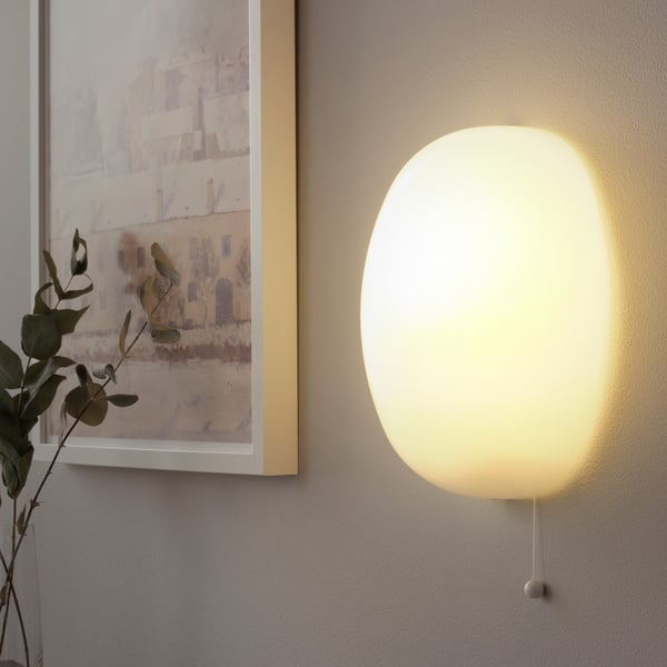 KALLBLIXT wall lamp, wiredin installation, white glass IKEA