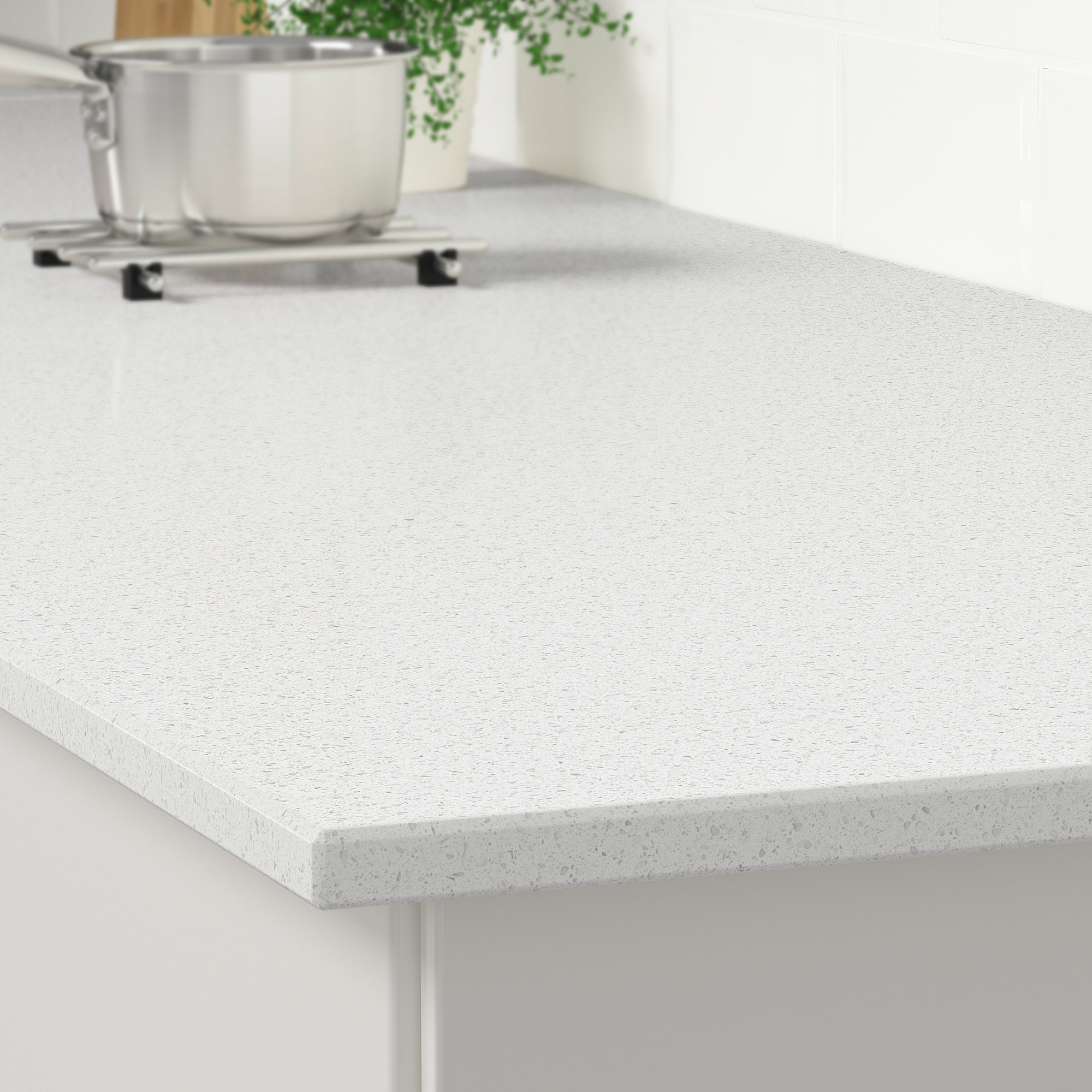 KASKER Custom made worktop, white mineral effect/quartz, 1 m²x2.0 cm IKEA