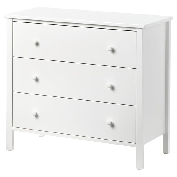 KILBERGET Chest of 3 drawers, white/anchor/unlock-function, 86x78 cm