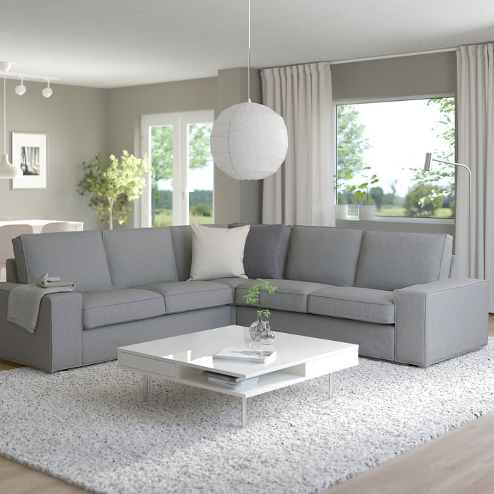 KIVIK corner sofa, 4seat, Tibbleby beige/grey IKEA