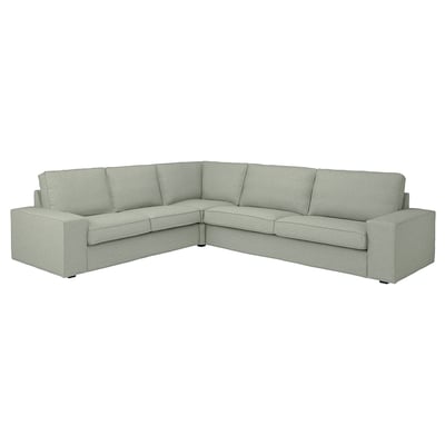 A light grey, l-shaped KIVIK sectional sofa with clean lines and wide, comfortable armrests.