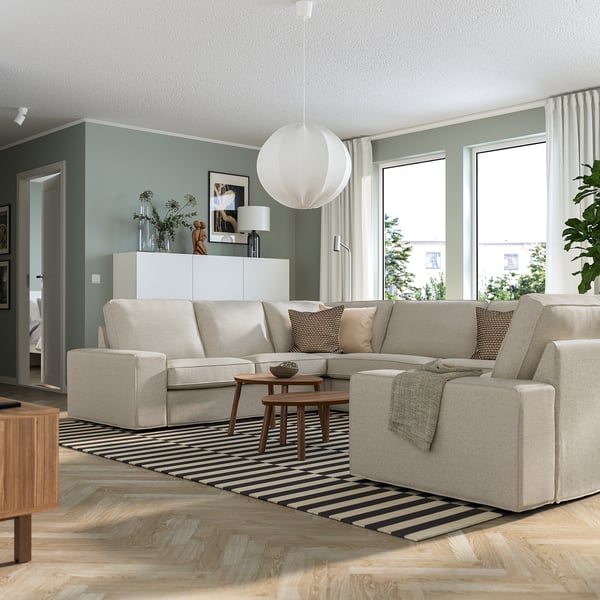 KIVIK U-shaped sofa, 7-seat, Gunnared beige
