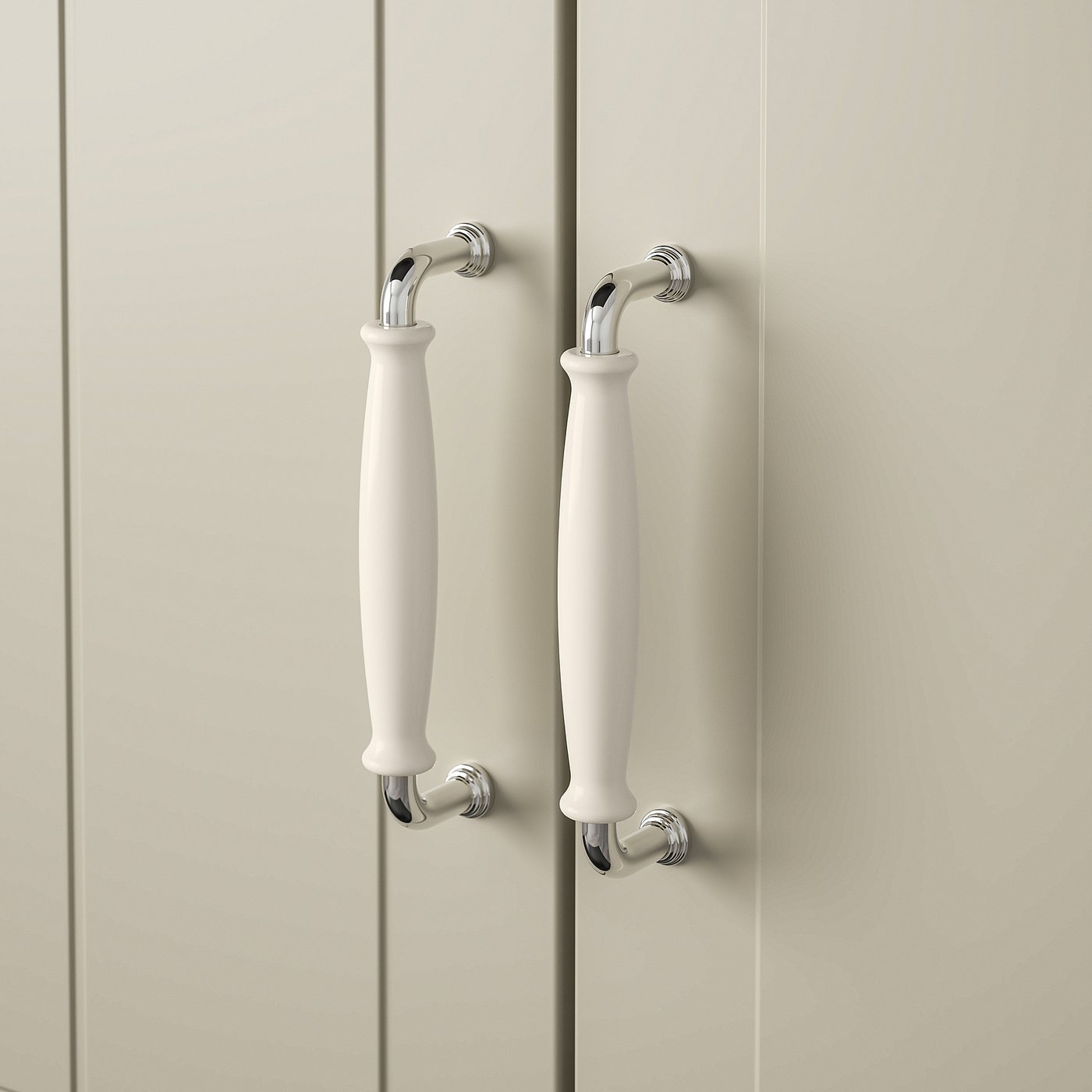 KLINGSTORP Handle Off white chrome plated 141 Mm IKEA KLINGSTORP Handle Off white chrome plated 141 Mm IKEA