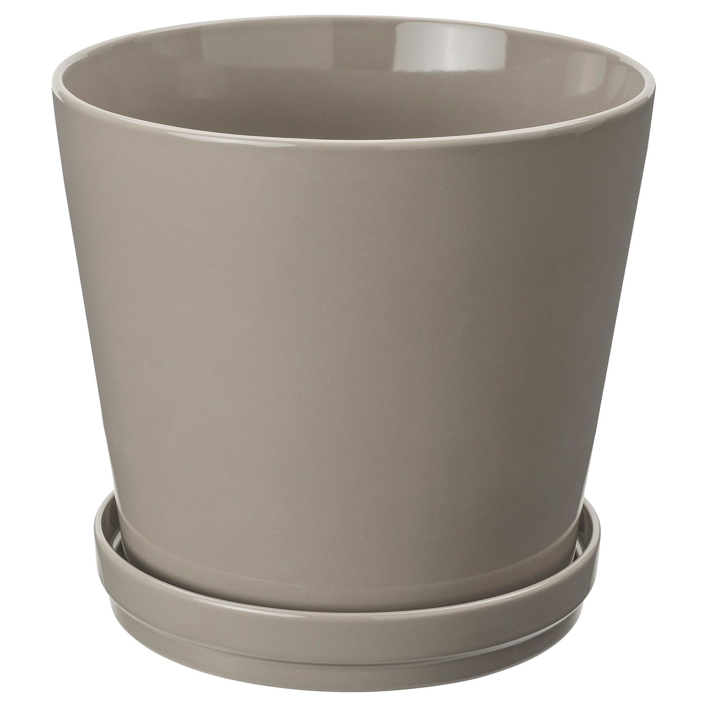 KLOTLÖNN Plant pot with saucer - in/outdoor/grey/beige 24 cm